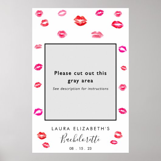 Kus Lipstick Bachelorette Feest Fotohokje Lijstje Poster (Voorkant)