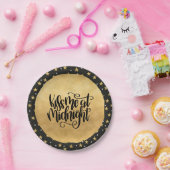 Kus me bij Midnight Black en Gold Stars Papieren Bordje (Feest)