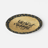 Kus me bij Midnight Black en Gold Stars Papieren Bordje (Gekanteld)
