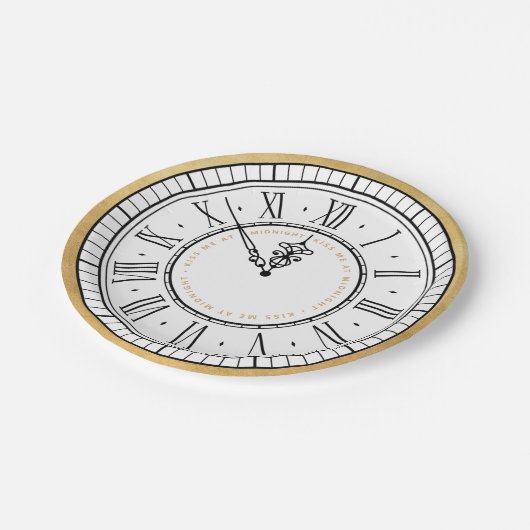 Kus me bij Midnight New Years Klock Papieren Bordje (Gekanteld)