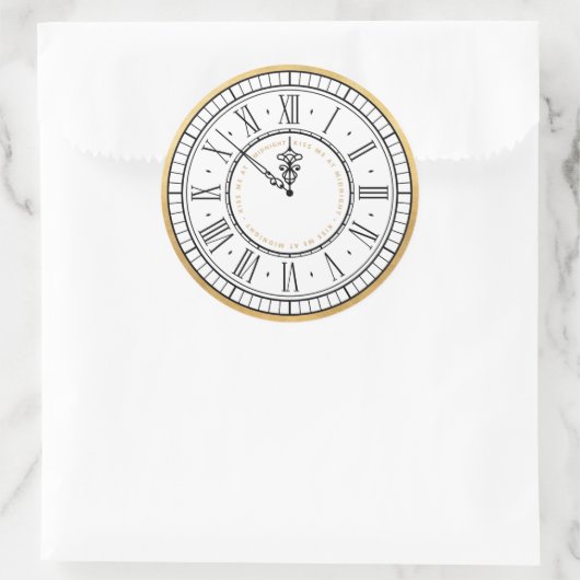 Kus me bij Midnight New Years Klock Ronde Sticker (Tas)