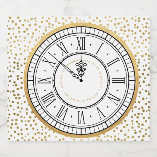Kus me bij Midnight New Years Klock Sparkling Wijnetiket (Enkel label)