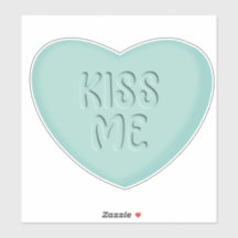 Kus me Blauwgroen Snoep Hart Sticker