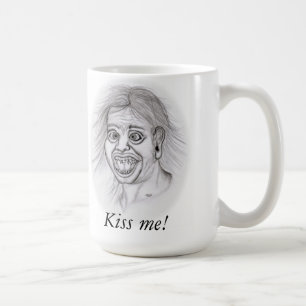 Kus me! - Bleistiftzeichnung Koffiemok