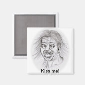 Kus me! - Bleistiftzeichnung Magneet (Voorkant / Achterkant)