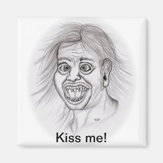 Kus me! - Bleistiftzeichnung Magneet (Voorkant)