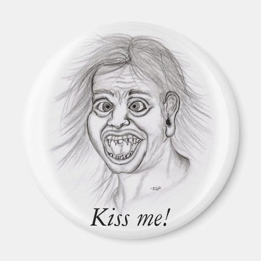 Kus me! - Bleistiftzeichnung Magneet (Voorkant)