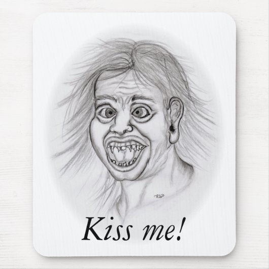 Kus me! - Bleistiftzeichnung Muismat (Voorkant)