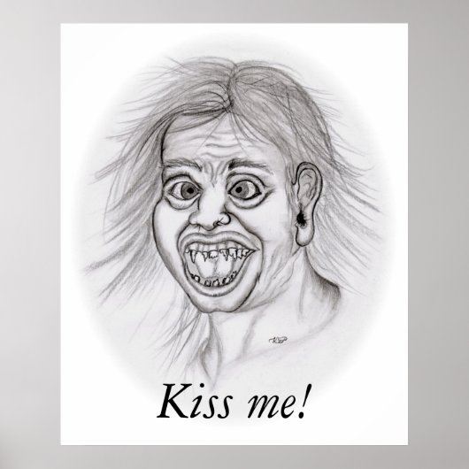 Kus me! - Bleistiftzeichnung Poster (Voorkant)