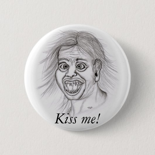 Kus me! - Bleistiftzeichnung Ronde Button 5,7 Cm (Voorkant)