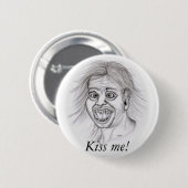 Kus me! - Bleistiftzeichnung Ronde Button 5,7 Cm (Voorkant /achterkant)