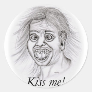 Kus me! - Bleistiftzeichnung Ronde Sticker