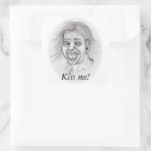 Kus me! - Bleistiftzeichnung Vierkante Sticker (Tas)