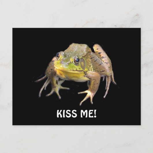 Kus me! Briefkaart van groene kikker (Voorkant)