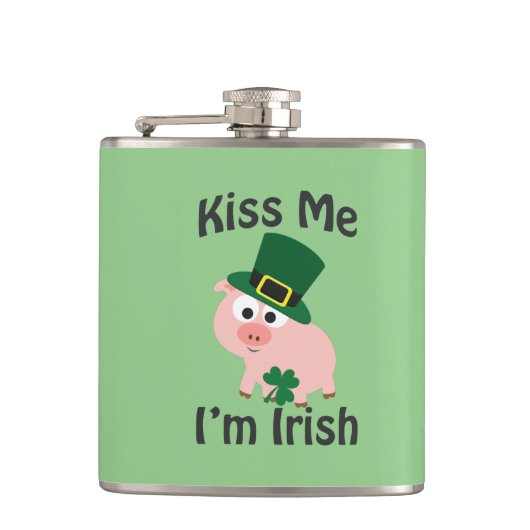 Kus me dat ik Iers ben! Varkens Heupfles (Voorkant)