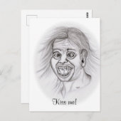 Kus me! Funny tekening zwart-wit design Briefkaart (Voorkant / Achterkant)