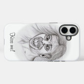 Kus me! Funny tekening zwart-wit design Case-Mate iPhone Case (Achterkant (horizontaal))