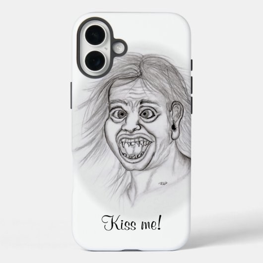 Kus me! Funny tekening zwart-wit design Case-Mate iPhone Case (Achterkant)
