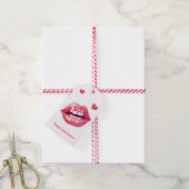 Kus Me Glanzende Rode Lippen Kunst Illustratie Cadeaulabel (Met Touw)