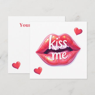 Kus Me Glanzende Rode Lippen Kunst Illustratie Kaart