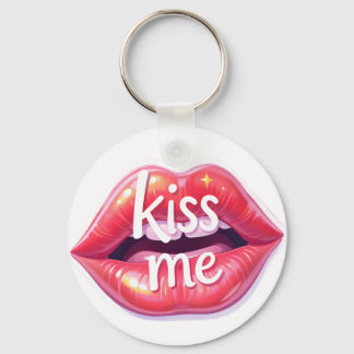 Kus Me Glanzende Rode Lippen Kunst Illustratie Sleutelhanger