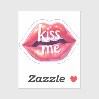 Kus Me Glanzende Rode Lippen Kunst Illustratie Sticker