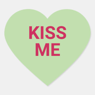 Kus me groen schattig Valentijnsdag gesprek Hart Sticker