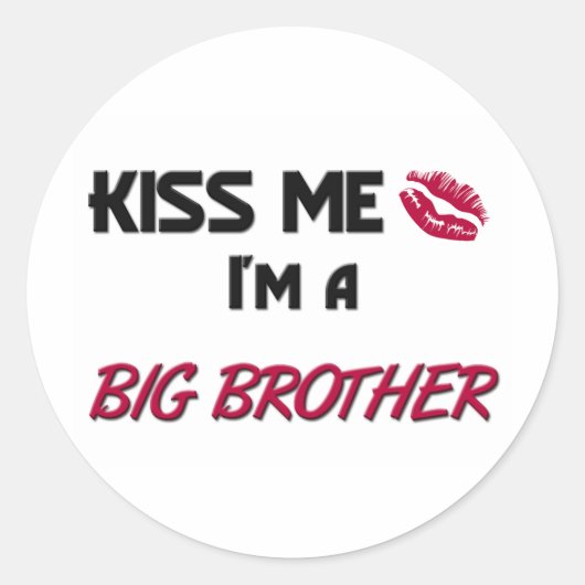 Kus me grote broer ronde sticker (Voorkant)