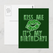 Kus me Het is mijn verjaardag in het groen Briefkaart (Voorkant / Achterkant)