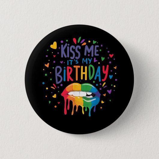 Kus Me Het Is Mijn Verjaardag Ronde Button 5,7 Cm (Voorkant)