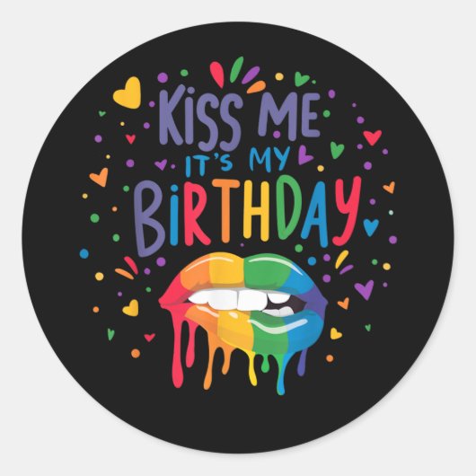 Kus Me Het Is Mijn Verjaardag Ronde Sticker (Voorkant)