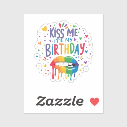 Kus Me Het Is Mijn Verjaardag Sticker (Vel)