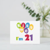 Kus me Ik ben 21 T-shirts en cadeautjes op de verj Briefkaart (Staand voorkant)
