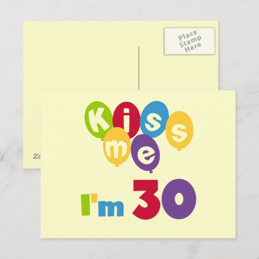 Kus me Ik ben 30 T-shirts en cadeautjes Briefkaart (Voorkant / Achterkant)