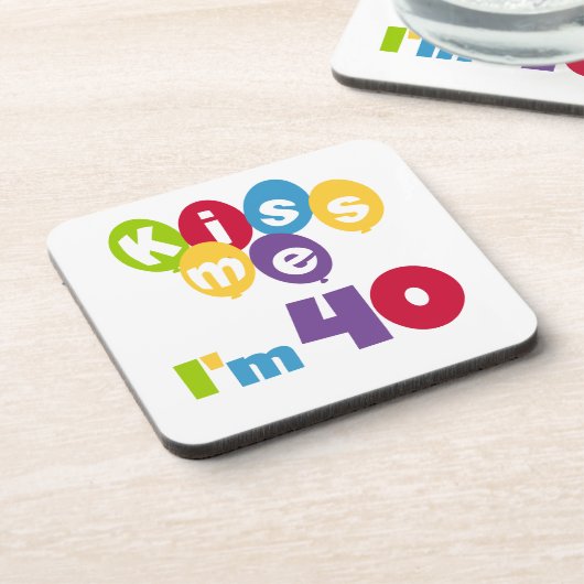 Kus me Ik ben 40 T-shirts en cadeautjes. Drankjes Onderzetter (Linkerzijde)