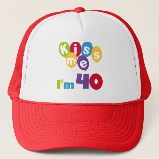 Kus me Ik ben 40 T-shirts en cadeautjes. Trucker Pet (Voorkant)