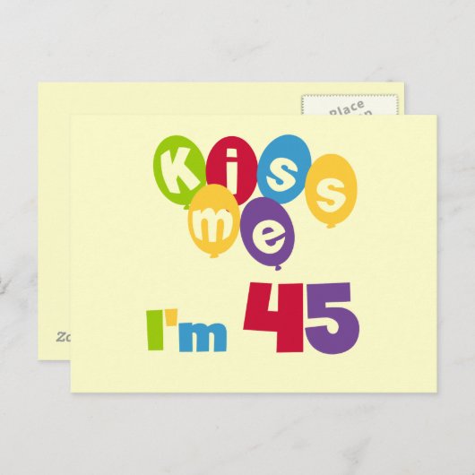 Kus me Ik ben 45 T-shirts en cadeautjes Briefkaart (Voorkant / Achterkant)