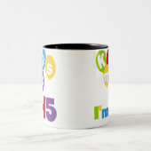 Kus me Ik ben 45 T-shirts en cadeautjes Tweekleurige Koffiemok (Center)