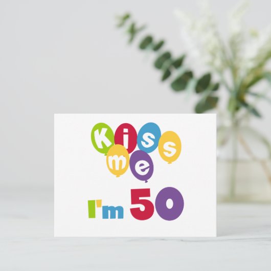 Kus me Ik ben 50 T-shirts en cadeautjes Briefkaart (Staand voorkant)
