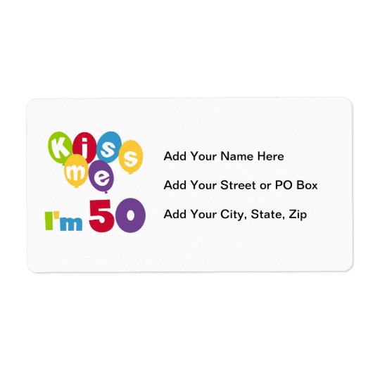 Kus me Ik ben 50 T-shirts en cadeautjes Etiket (Voorkant)