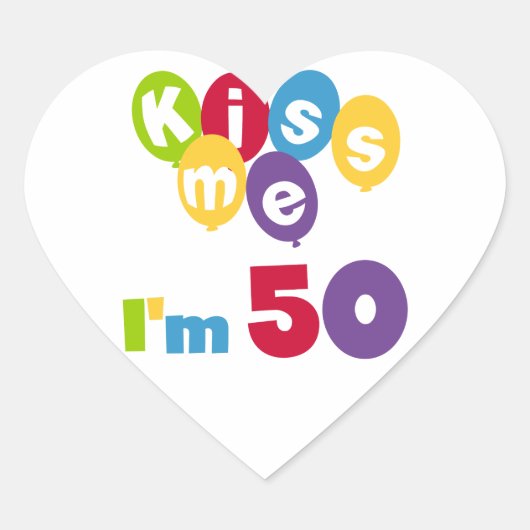 Kus me Ik ben 50 T-shirts en cadeautjes Hart Sticker (Voorkant)