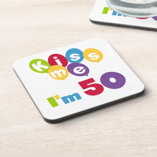 Kus me Ik ben 50 T-shirts en cadeautjes Onderzetter (Linkerzijde)