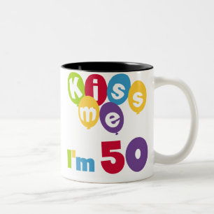 Kus me Ik ben 50 T-shirts en cadeautjes Tweekleurige Koffiemok