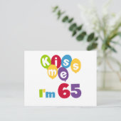 Kus me Ik ben 65 T-shirts en cadeautjes op de verj Briefkaart (Staand voorkant)