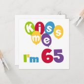 Kus me Ik ben 65 T-shirts en cadeautjes op de verj Kaart (Voorkant / Achterkant in situ)