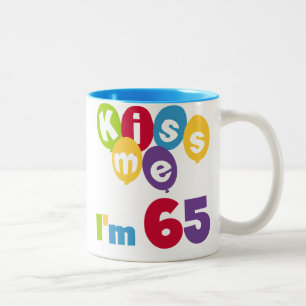 Kus me Ik ben 65 T-shirts en cadeautjes op de verj Tweekleurige Koffiemok