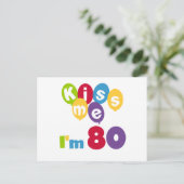 Kus me Ik ben 80 T-shirts en cadeautjes op de verj Briefkaart (Staand voorkant)