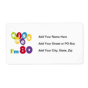 Kus me Ik ben 80 T-shirts en cadeautjes op de verj Etiket