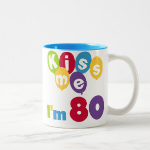 Kus me Ik ben 80 T-shirts en cadeautjes op de verj Tweekleurige Koffiemok