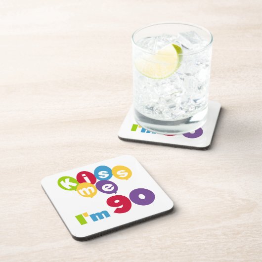 Kus me Ik ben 90 T-shirts en cadeautjes. Bier Onderzetter (Rechterzijde)